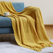Nordic knit tassel throw blanket, view 4 - MRSLM