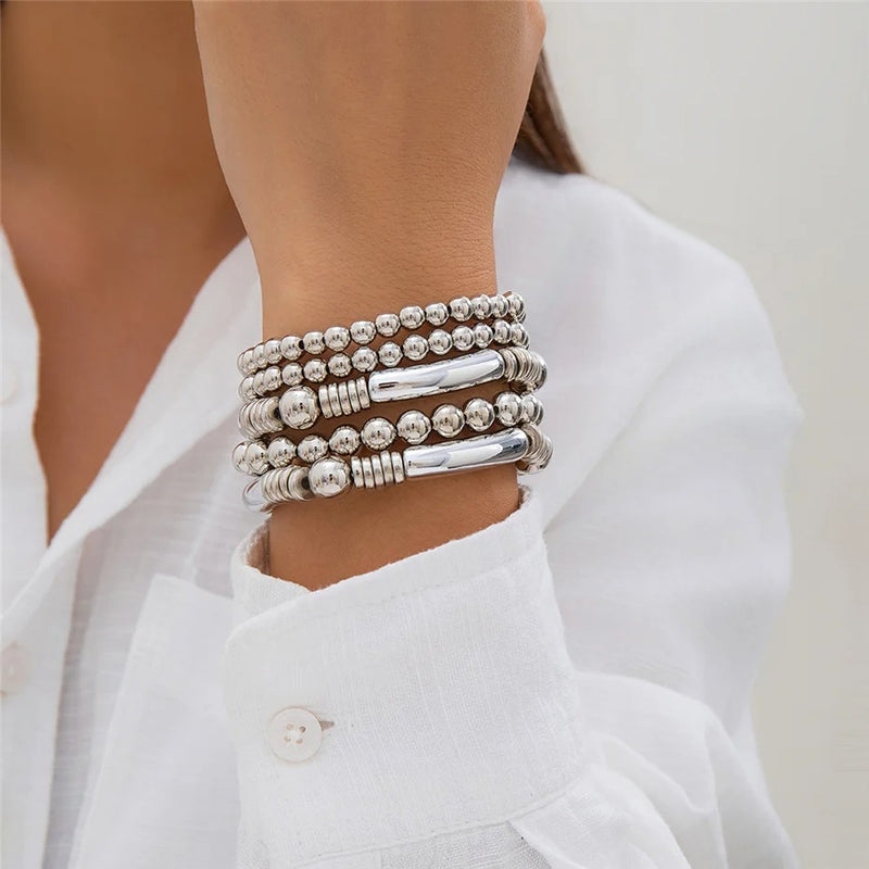 chunky beaded punk bracelet, view 6 - MRSLM