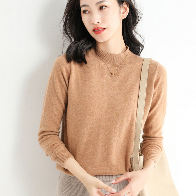 women's half turtleneck thin knit sweater, view 6 - MRSLM