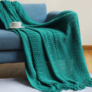 Nordic knit tassel throw blanket, view 3 - MRSLM