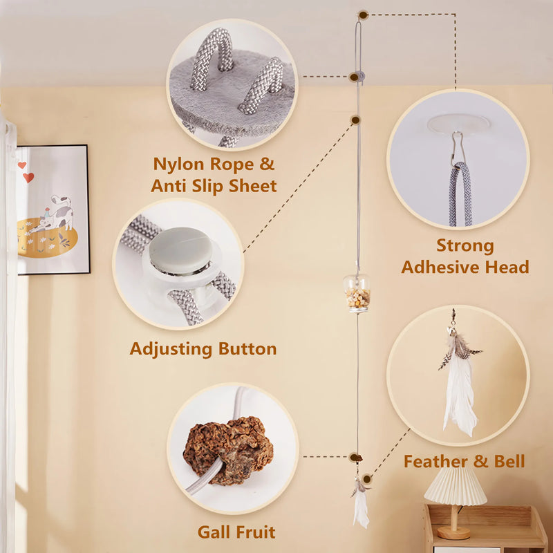 interactive cat toy food dispenser with feather and bell, view 5 - MRSLM