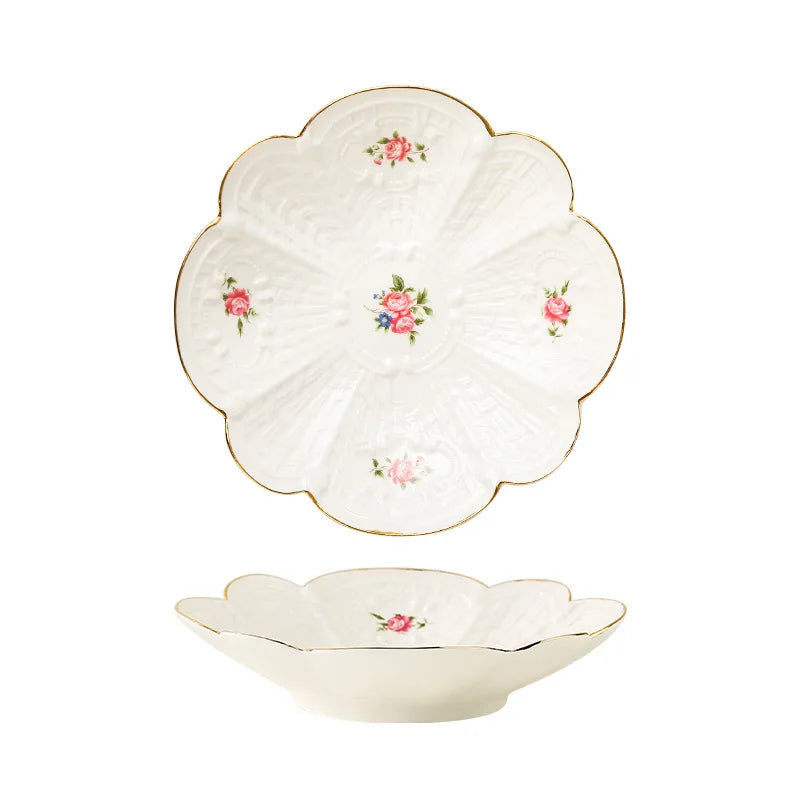 Retro floral ceramic dessert plate, view 9 - MRSLM