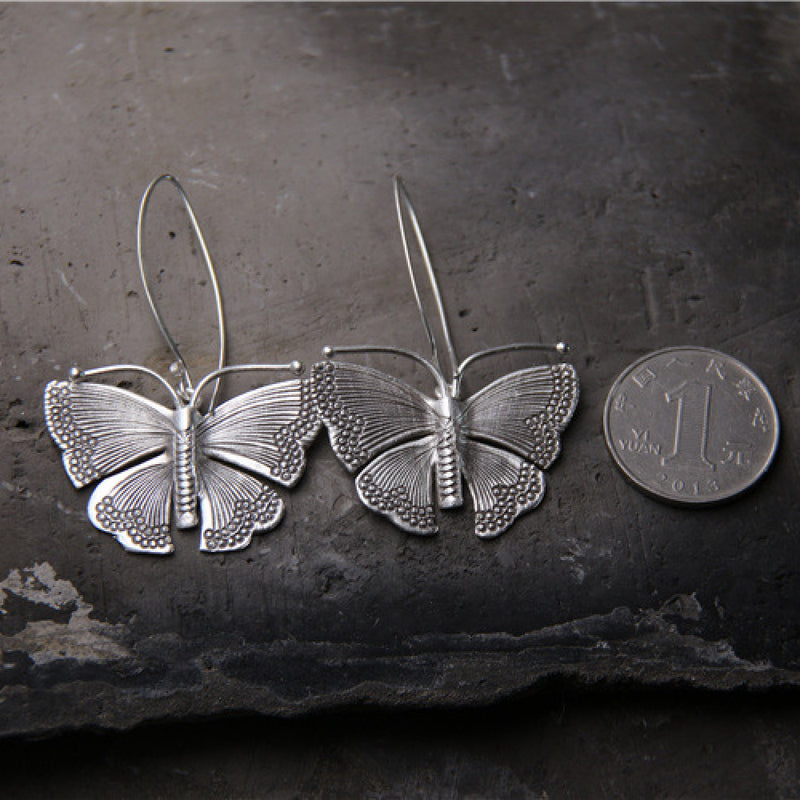 sterling silver butterfly vintage earrings, view 5 - MRSLM
