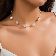 pearl clavicle chain necklace, view 3 - MRSLM