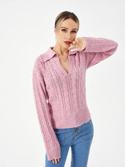 women's warm casual lapel sweater, view 2 - MRSLM