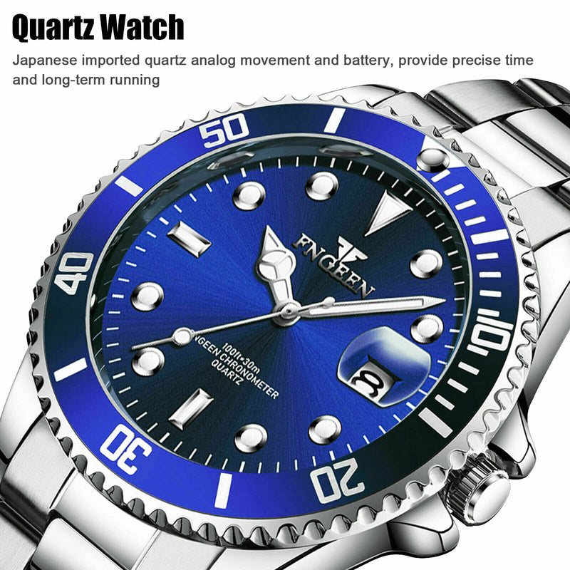 men's stainless steel luminous quartz watch, view 8 - MRSLM