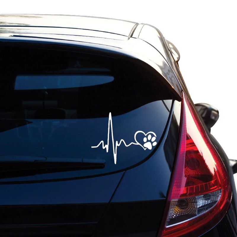 cute ecg heart and paw car decal, view 7 - MRSLM