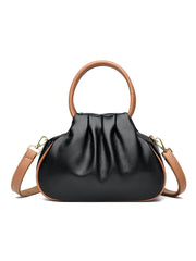 large pleated leather crossbody bag, view 5 - MRSLM
