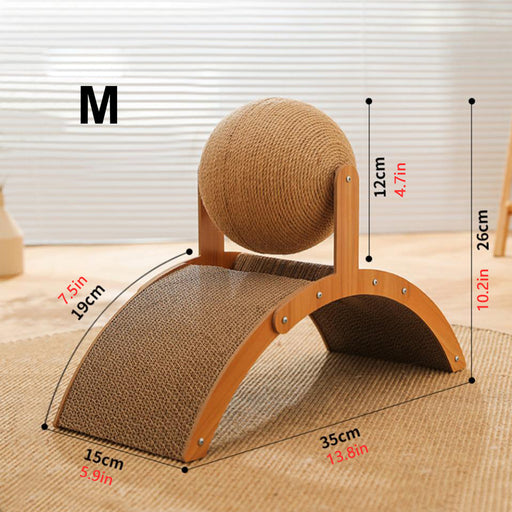 wear-resistant cat scratching board with sisal ball, view 2 - MRSLM