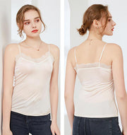 lace trim silk blend camisole, view 12 - MRSLM