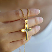 stainless steel cross pendant necklace, view 11 - MRSLM