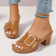 Crocodile-textured buckle sandals, view 6 - MRSLM