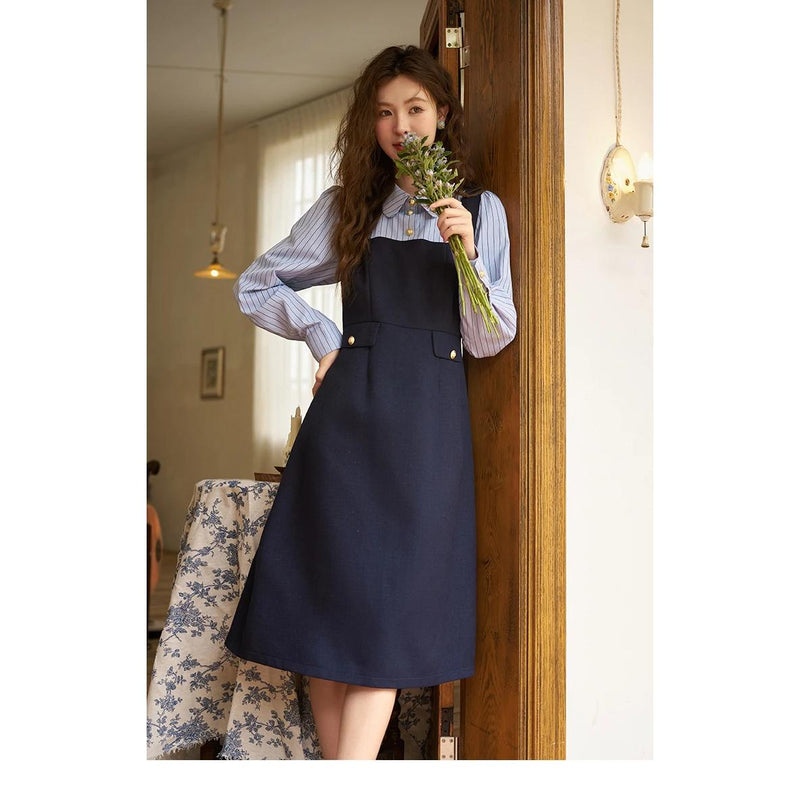 striped patchwork shirt dress, view 7 - MRSLM