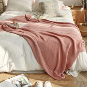 oversize moss stitch knitted blanket, view 8 - MRSLM