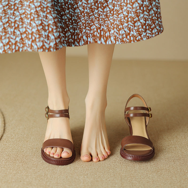 Retro high heel leather sandals, view 9 - MRSLM