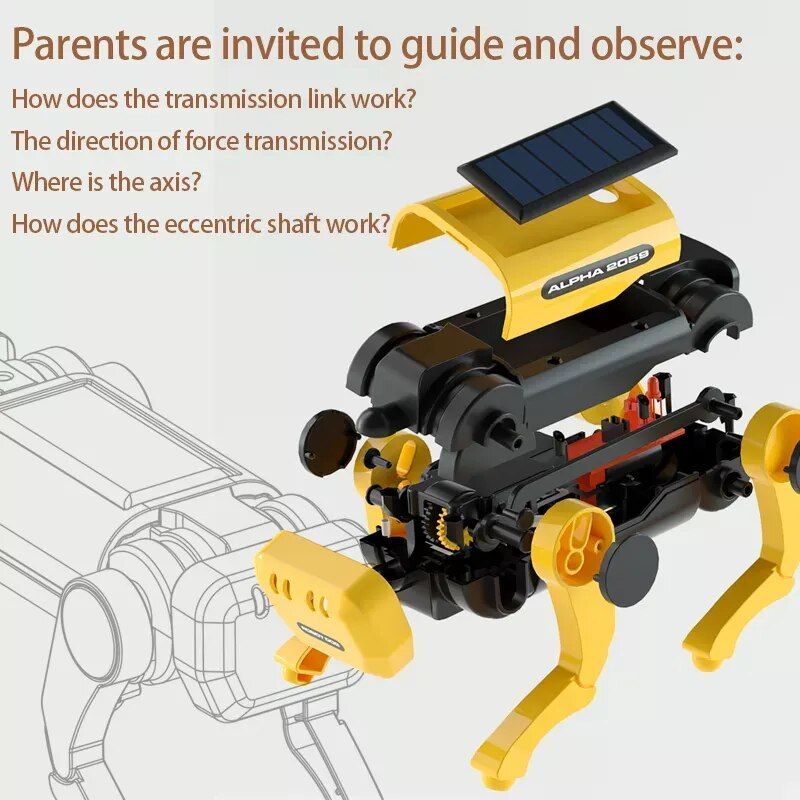 solar DIY mechanical dog robot kit, view 6 - MRSLM