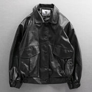 Loose double-breasted motorcycle jacket - MRSLM