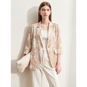 silk print stretch blazer with notched collar, view 5 - MRSLM