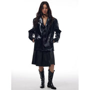 women's glossy PU leather jacket, view 4 - MRSLM