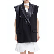 pu leather patchwork waistcoat - MRSLM