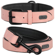 durable padded dog collar and leash set, view 2 - MRSLM