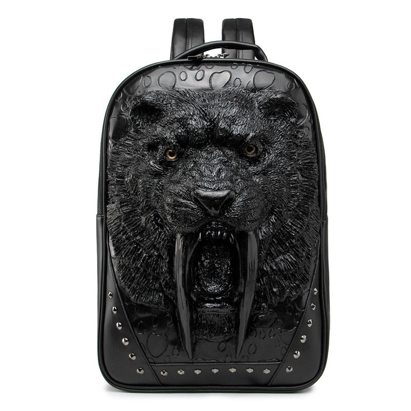 embossed 3d tiger head backpack, view 7 - MRSLM