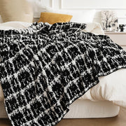 wool-blend knitted plaid blanket - MRSLM
