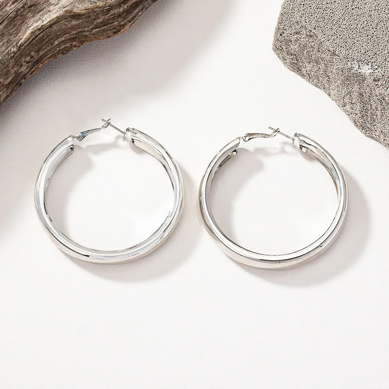 glossy geometric hoop earrings, view 15 - MRSLM