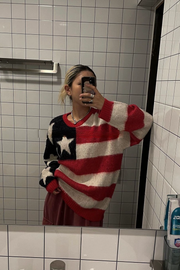 women's vintage star stripe pullover sweater, view 5 - MRSLM