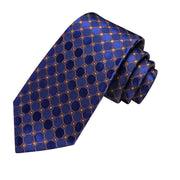 navy blue and gold plaid silk necktie set, view 4 - MRSLM