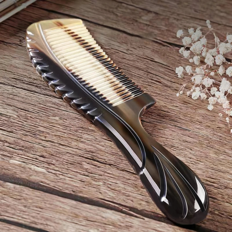 natural ox horn fine tooth comb, view 4 - MRSLM