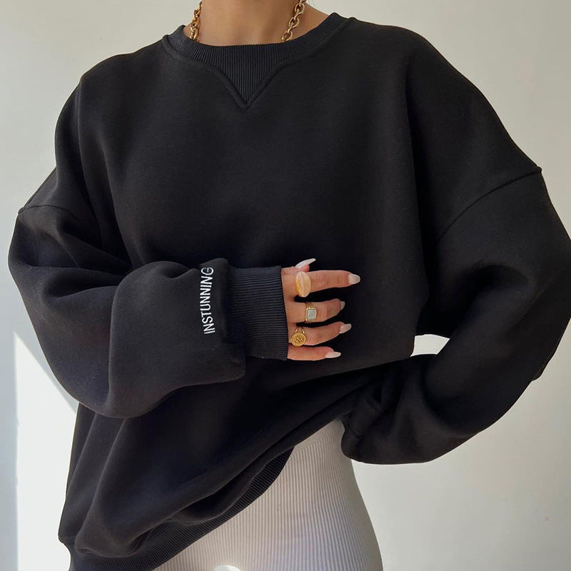 women's loose round neck pullover sweater - MRSLM