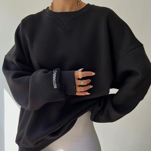 women's loose round neck pullover sweater - MRSLM