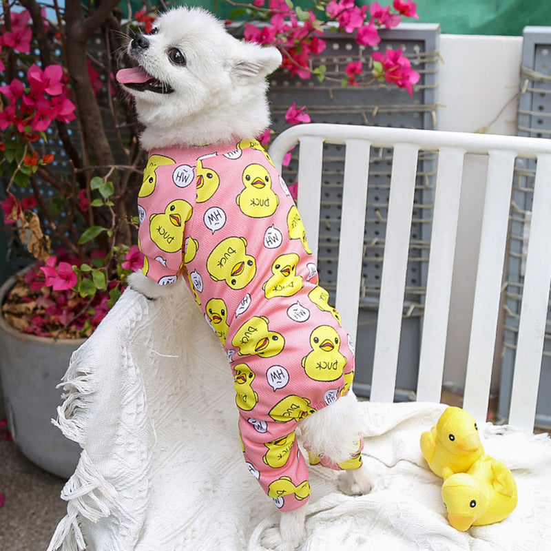 cotton duck print dog romper pajamas, view 2 - MRSLM