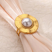 gold-tone imitation pearl ring, view 6 - MRSLM