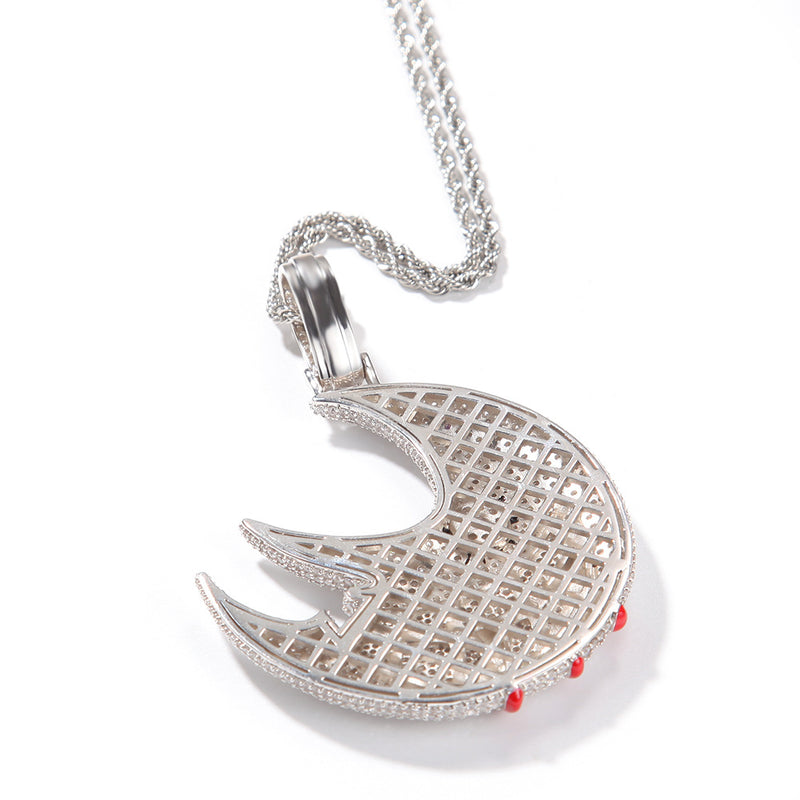 moon pendant hip hop necklace, view 3 - MRSLM