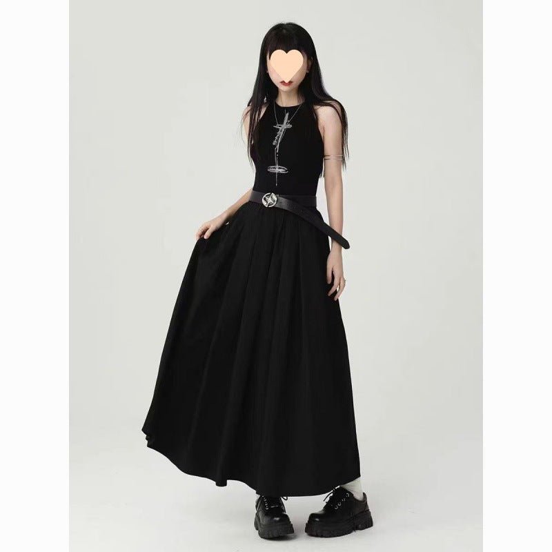 long sleeve A-line sling dress, view 4 - MRSLM