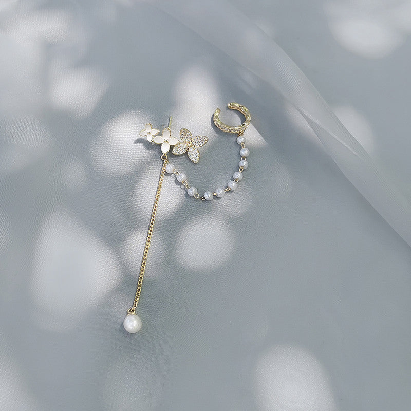 gold flower ear clip, view 2 - MRSLM
