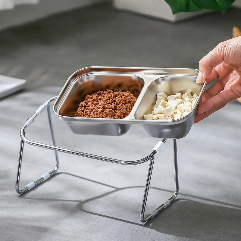 stainless steel elevated cat bowls, view 5 - MRSLM