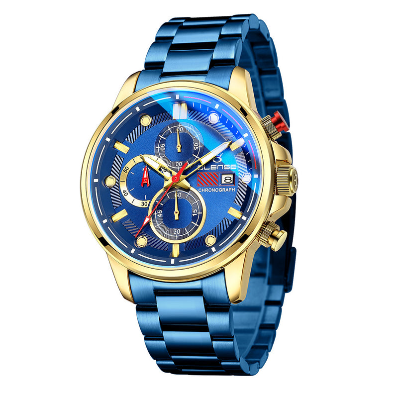 men's solid steel band quartz watch, view 3 - MRSLM