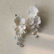 handmade ceramic flower earrings, view 4 - MRSLM