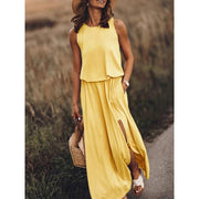 women's sleeveless split long dress, view 5 - MRSLM