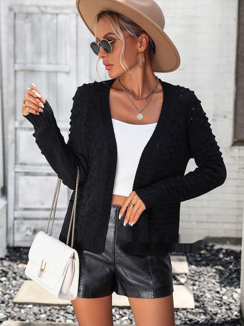 women's textured knit cardigan sweater, view 4 - MRSLM