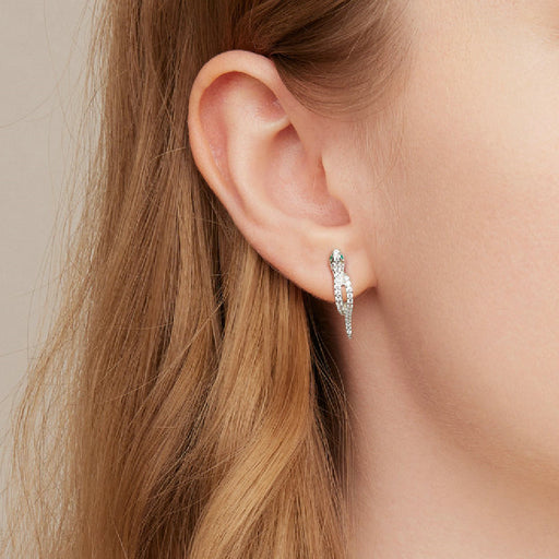 platinum plated zircon snake earrings - MRSLM