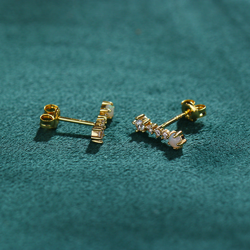 zircon bar stud earrings, view 2 - MRSLM