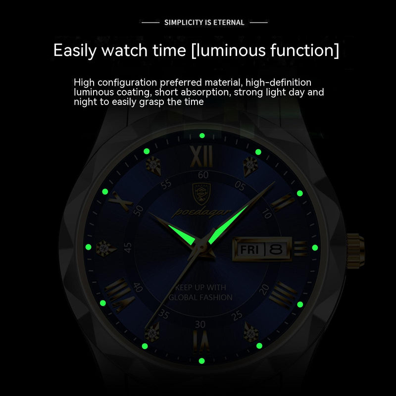 men's slim double calendar quartz watch, view 2 - MRSLM