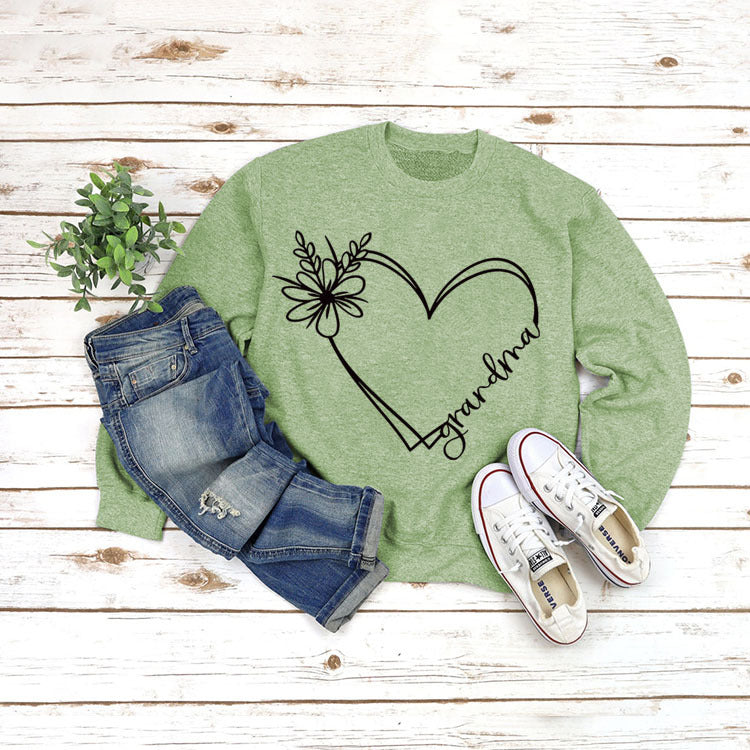 grandma printed loose long sleeve sweatshirt, view 12 - MRSLM