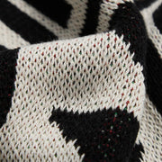 geometric pattern cotton blanket with stripe edge, view 9 - MRSLM