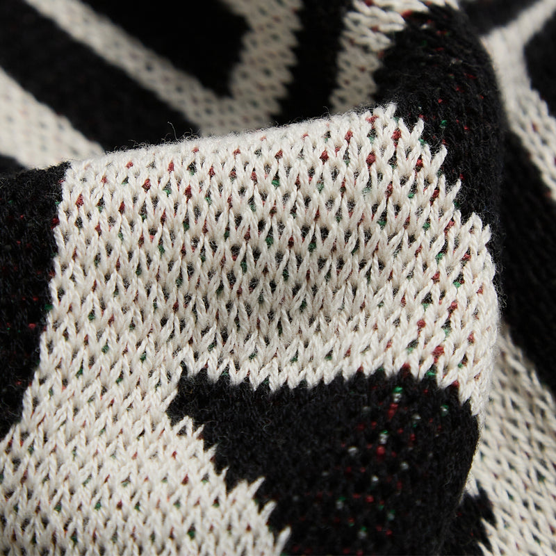 geometric pattern cotton blanket with stripe edge, view 9 - MRSLM