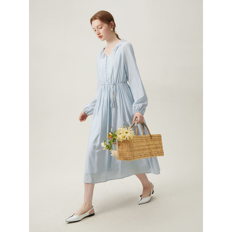 french pastoral long-sleeved dress, view 6 - MRSLM